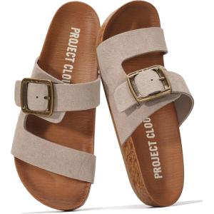 image:imageProject Cloud 100 Genuine Leather Womens Sandals  Plush Insole Sandals for Women 2026  Lightweight amp Non Slip Slides amp Women Footwear with Buckle BalancedBirch Suede