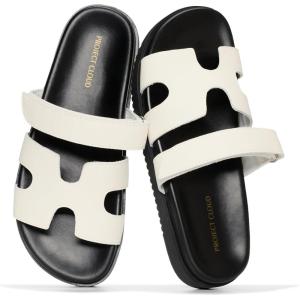 image:imageProject Cloud 100 Genuine Leather Womens Sandals  Stylish amp Comfy Sandals for Women Footwear with Plush amp Soft Insole  Slipresistant Slides for WomenWhite