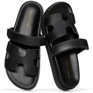 image:imageProject Cloud 100 Genuine Leather Womens Sandals  Stylish amp Comfy Sandals for Women Footwear with Plush amp Soft Insole  Slipresistant Slides for WomenBlack