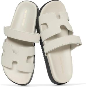 image:imageProject Cloud 100 Genuine Leather Womens Sandals  Stylish amp Comfy Sandals for Women Footwear with Plush amp Soft Insole  Slipresistant Slides for WomenLight Grey