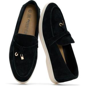 image:imageProject Cloud Genuine Leather Womens Shoes  Lightweight Moccasins Penny Loafers for Women with Memory Foam and Leather Insole  NonSlip Casual Womens Slip on Shoes for Women IrisBlack Suede
