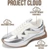 image:imageProject Cloud Trendy Fashion Sneakers for Women 2026  Memory Foam and NonSlip Comfortable Casual Ladies Shoes for Womens Fashion Sneakers  Lightweight Laceup Shoes LeccoSilver