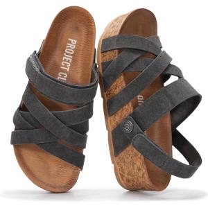image:imageProject Cloud 100 Genuine Leather Platform Sandals Women  Strappy Wedges with Comfortable Plush Insole  Lightweight amp Non Slip Wedge Sandals for Women 2026 PacificaCharcoal Suede