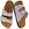 image:imageProject Cloud 100 Genuine Leather Kids Sandals  Non Slip and Lightweight Beach Sandals for Girls with Memory Foam Insole amp Cork Footbed Slides for Kids  Boys amp Girls Footwear Little SantoriniLavender Suede