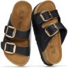 image:imageProject Cloud 100 Genuine Leather Kids Sandals  Non Slip and Lightweight Beach Sandals for Girls with Memory Foam Insole amp Cork Footbed Slides for Kids  Boys amp Girls Footwear Little SantoriniBlack Distressed
