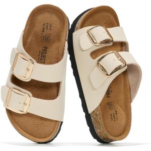 image:imageProject Cloud 100 Genuine Leather Kids Sandals  Non Slip and Lightweight Beach Sandals for Girls with Memory Foam Insole amp Cork Footbed Slides for Kids  Boys amp Girls Footwear Little SantoriniCream Leather