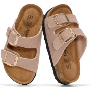 image:imageProject Cloud 100 Genuine Leather Kids Sandals  Non Slip and Lightweight Beach Sandals for Girls with Memory Foam Insole amp Cork Footbed Slides for Kids  Boys amp Girls Footwear Little SantoriniDusty Pink Suede
