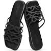 image:imageProject Cloud Womens Sandals with Memory Foam  Eco Crafted Leather Sandals for Women 2026  Flats  Non Slip amp Comfortable Sandals Women LisaBlack