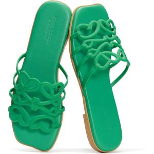 image:imageProject Cloud Womens Sandals with Memory Foam  Eco Crafted Leather Sandals for Women 2026  Flats  Non Slip amp Comfortable Sandals Women LisaEmerald Green