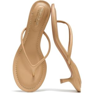 image:imageProject Cloud 100 Genuine Leather Kitten Heels for Women Footwear  Memory Foam Fashion Thong Heels for Women  Lightweight Summer Sandals for Womens 2026 MangoTan Leather