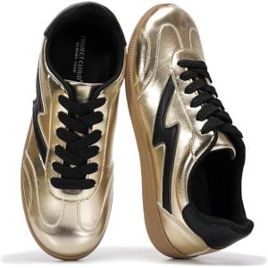 image:imageProject Cloud Fashion Sneakers for Women 2026  LaceUp Shoes Trendy Women Sneakers with Memory Foam Insole Womens Fashion Sneakers NonSlip Womens Shoes IritaBlack Gold