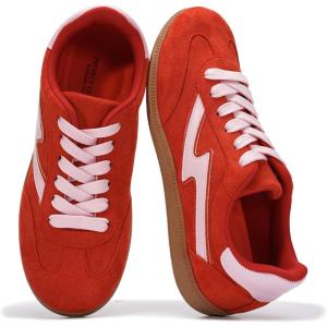 image:imageProject Cloud Fashion Sneakers for Women 2026  LaceUp Shoes Trendy Women Sneakers with Memory Foam Insole Womens Fashion Sneakers NonSlip Womens Shoes IritaRed Microsuede