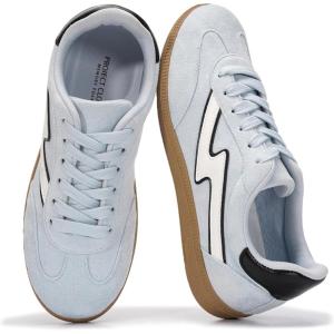 image:imageProject Cloud Fashion Sneakers for Women 2026  LaceUp Shoes Trendy Women Sneakers with Memory Foam Insole Womens Fashion Sneakers NonSlip Womens Shoes IritaLight Blue Microsuede