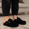 image:imageProject Cloud 100 Genuine Leather Kids Clogs with Natural Cork Footbed amp Memory Foam Insole Arch Support  NonSlip Clogs for Kids  Slippers Sandals for Boys amp Girls FootwearBlack Suede