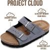 image:imageProject Cloud 100 Genuine Leather Kids Sandals  Natural Cork Footbed NonSlip Slides for Kids  Lightweight Boys amp Girls Sandals  WaterResistant Girls amp Boys SandalsJersey Blue Leather