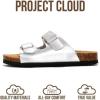 image:imageProject Cloud 100 Genuine Leather Kids Sandals  Natural Cork Footbed NonSlip Slides for Kids  Lightweight Boys amp Girls Sandals  WaterResistant Girls amp Boys SandalsSilver