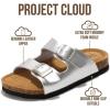 image:imageProject Cloud 100 Genuine Leather Kids Sandals  Natural Cork Footbed NonSlip Slides for Kids  Lightweight Boys amp Girls Sandals  WaterResistant Girls amp Boys SandalsSilver