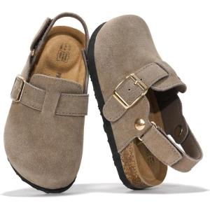 image:imageProject Cloud 100 Genuine Leather Kids Clogs with Natural Cork Footbed amp Memory Foam Insole Arch Support  NonSlip Clogs for Kids  Slippers Sandals for Boys amp Girls FootwearTaupe With Back Strap