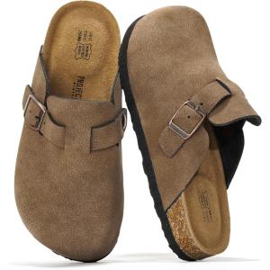 image:imageProject Cloud 100 Genuine Leather Kids Clogs with Natural Cork Footbed amp Memory Foam Insole Arch Support  NonSlip Clogs for Kids  Slippers Sandals for Boys amp Girls FootwearBrown Sugar