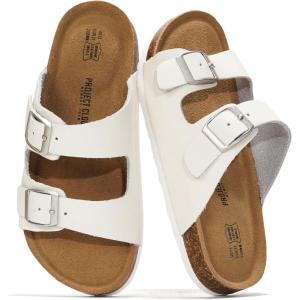 image:imageProject Cloud 100 Genuine Leather Kids Sandals  Natural Cork Footbed NonSlip Slides for Kids  Lightweight Boys amp Girls Sandals  WaterResistant Girls amp Boys SandalsWhite