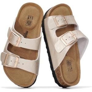 image:imageProject Cloud 100 Genuine Leather Kids Sandals  Natural Cork Footbed NonSlip Slides for Kids  Lightweight Boys amp Girls Sandals  WaterResistant Girls amp Boys SandalsGold Leather