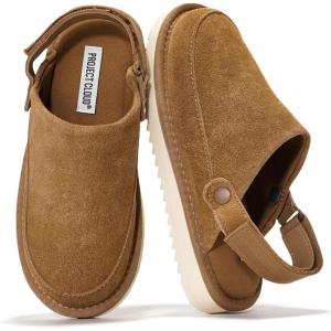 image:imageProject Cloud Kids Clogs Genuine Leather with Back Strap  Memory Foam amp Lightweight Slipon Boys and Girls Sandals with Adjustable Straps  NonSlip Clogs for Kids Sandals Little GoldstarChestnut Suede
