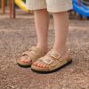 image:imageProject Cloud 100 Genuine Leather Kids Sandals  Natural Cork Footbed NonSlip Slides for Kids  Lightweight Boys amp Girls Sandals  WaterResistant Girls amp Boys SandalsCamel Suede