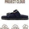 image:imageProject Cloud 100 Genuine Leather Womens Sandals Comfortable amp NonSlip Slides for Women  Plush amp Soft Insole Ladies Sandals Women Footwear LanuraNavy Suede