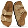 image:imageProject Cloud 100 Genuine Leather Kids Sandals  Natural Cork Footbed NonSlip Slides for Kids  Lightweight Boys amp Girls Sandals  WaterResistant Girls amp Boys SandalsCamel Suede