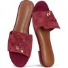 image:imageProject Cloud 100 Genuine Leather Sandals Women Dressy  NonSlip Womens Sandals with Memory Foam Insole Slides for Women Footwear  Lightweight Flat Sandals for Women 2026 CannesSangria