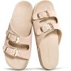 image:imageProject Cloud 100 Genuine Leather Womens Sandals Comfortable Plush amp Soft Insole Sandals Women  NonSlip Flat Sandals for Women 2026  Lightweight Womens Slides DAINTYBeige Suede