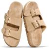 image:imageProject Cloud 100 Genuine Leather Womens Sandals Comfortable amp NonSlip Slides for Women  Plush amp Soft Insole Ladies Sandals Women Footwear LanuraBeige Suede