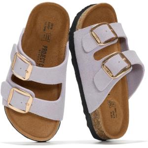 image:imageProject Cloud 100 Genuine Leather Kids Sandals  Natural Cork Footbed NonSlip Slides for Kids  Lightweight Boys amp Girls Sandals  WaterResistant Girls amp Boys SandalsLavender Suede