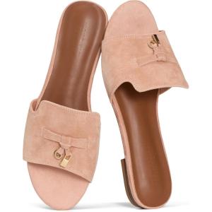 image:imageProject Cloud 100 Genuine Leather Sandals Women Dressy  NonSlip Womens Sandals with Memory Foam Insole Slides for Women Footwear  Lightweight Flat Sandals for Women 2026 CannesCherry Blossom