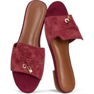 image:imageProject Cloud 100 Genuine Leather Sandals Women Dressy  NonSlip Womens Sandals with Memory Foam Insole Slides for Women Footwear  Lightweight Flat Sandals for Women 2026 CannesSangria