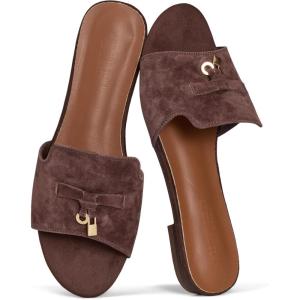 image:imageProject Cloud 100 Genuine Leather Sandals Women Dressy  NonSlip Womens Sandals with Memory Foam Insole Slides for Women Footwear  Lightweight Flat Sandals for Women 2026 CannesEspresso