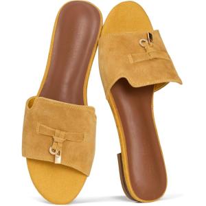 image:imageProject Cloud 100 Genuine Leather Sandals Women Dressy  NonSlip Womens Sandals with Memory Foam Insole Slides for Women Footwear  Lightweight Flat Sandals for Women 2026 CannesTurmeric