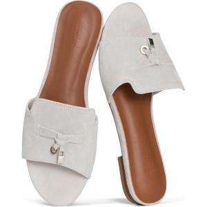 image:imageProject Cloud 100 Genuine Leather Sandals Women Dressy  NonSlip Womens Sandals with Memory Foam Insole Slides for Women Footwear  Lightweight Flat Sandals for Women 2026 CannesLondon Fog