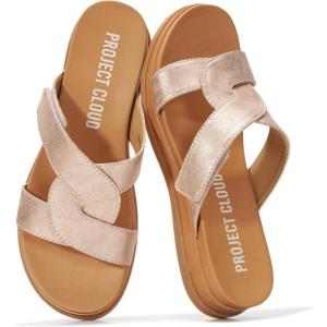 image:imageProject Cloud 100 Genuine Leather Womens Sandals  Easy Slip On Low Wedge Mule Sandals for Women 2026 with Plush Cushioned Insole  Lightweight amp Non Slip Womens Slides for Women Footwear NinaRosegold
