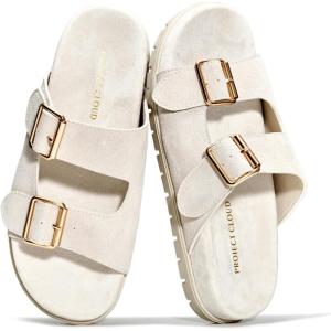image:imageProject Cloud 100 Genuine Leather Womens Sandals Comfortable amp NonSlip Slides for Women  Plush amp Soft Insole Ladies Sandals Women Footwear LanuraLight Grey Suede