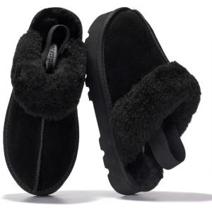 image:imageProject Cloud Genuine Suede Slippers for Women Indoor amp Outdoor Disquette Womens Sandals Memory Foam Clogs for Women Shoes  Fur WaterResistant House Shoes for Women Footwear SlingyBlack