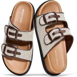 image:imageProject Cloud Platform Summer Sandals for Women 2026  Comfortable and Adjustable Straps Summer Slides  NonSlip Casual Womens SandalsSharl 1  Chocolate Raffia