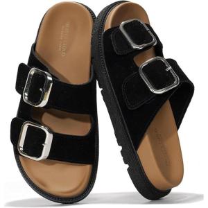 image:imageProject Cloud Platform Summer Sandals for Women 2026  Comfortable and Adjustable Straps Summer Slides  NonSlip Casual Womens SandalsSharl 2  Black Suede