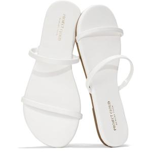 image:imageProject Cloud Summer Sandals for Women 2026  Memory Foam Insole and EcoCrafted Leather Beach Flip Flops for Women  Non Slip and Lightweight Double Strap Womens Sandals TransitionWhite