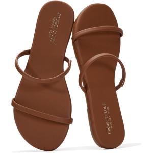 image:imageProject Cloud Summer Sandals for Women 2026  Memory Foam Insole and EcoCrafted Leather Beach Flip Flops for Women  Non Slip and Lightweight Double Strap Womens Sandals TransitionWhiskey
