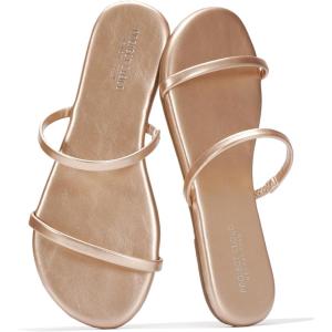image:imageProject Cloud Summer Sandals for Women 2026  Memory Foam Insole and EcoCrafted Leather Beach Flip Flops for Women  Non Slip and Lightweight Double Strap Womens Sandals TransitionRose Gold