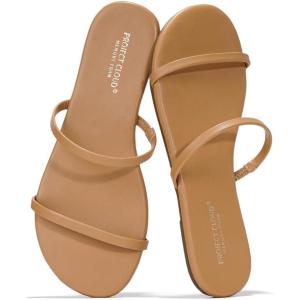 image:imageProject Cloud Summer Sandals for Women 2026  Memory Foam Insole and EcoCrafted Leather Beach Flip Flops for Women  Non Slip and Lightweight Double Strap Womens Sandals TransitionTan