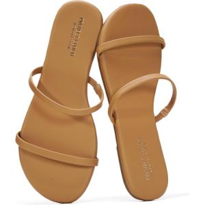 image:imageProject Cloud Summer Sandals for Women 2026  Memory Foam Insole and EcoCrafted Leather Beach Flip Flops for Women  Non Slip and Lightweight Double Strap Womens Sandals TransitionCamel