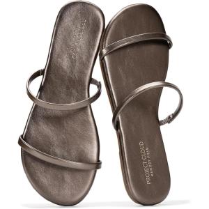 image:imageProject Cloud Summer Sandals for Women 2026  Memory Foam Insole and EcoCrafted Leather Beach Flip Flops for Women  Non Slip and Lightweight Double Strap Womens Sandals TransitionBronze