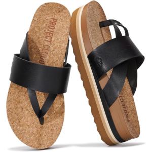image:imageProject Cloud Womens Sandals  Premium Cork Insole Insole Shoes for Women Lightweight and Non Slip Beach Sandals for Women 2026Black Thong